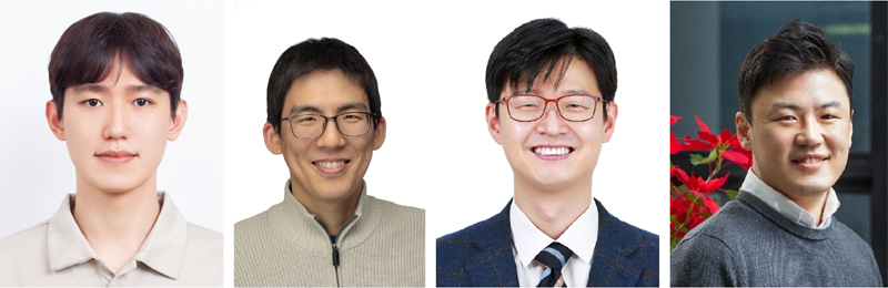 ▲ (왼쪽부터) 서울대학교 기계공학부 전효빈 연구원, 가천대학교 기계·스마트·산업공학부 박근환 교수, 서울대학교 재료공학부 선정윤 교수, 서울대학교 기계공학부 김호영 교수